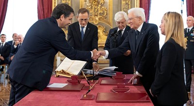 Sergio Mattarella, Giorgia Meloni e Raffaele Fitto