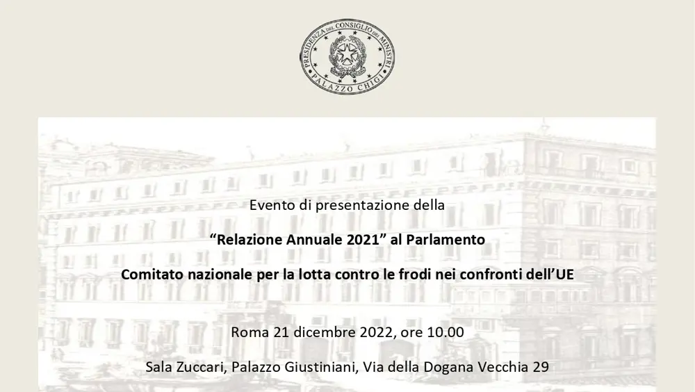 Il Ministro Fitto presenta la Relazione COLAF 2021  Il Ministro Fitto presenta la Relazione COLAF 2021