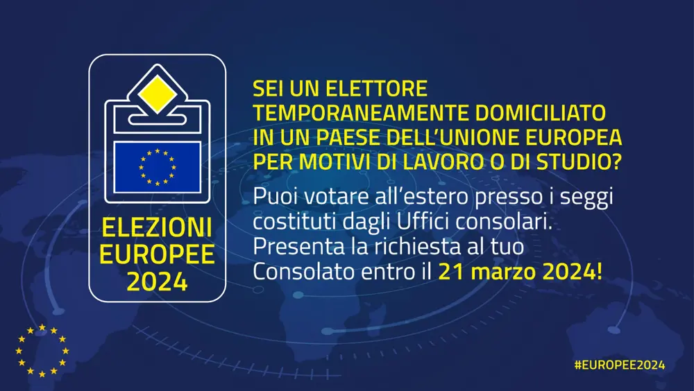 Elezioni Europee, voto elettori temporaneamente all'estero per motivi di lavoro o studio Elezioni Europee, voto elettori temporaneamente all'estero per motivi di lavoro o studio