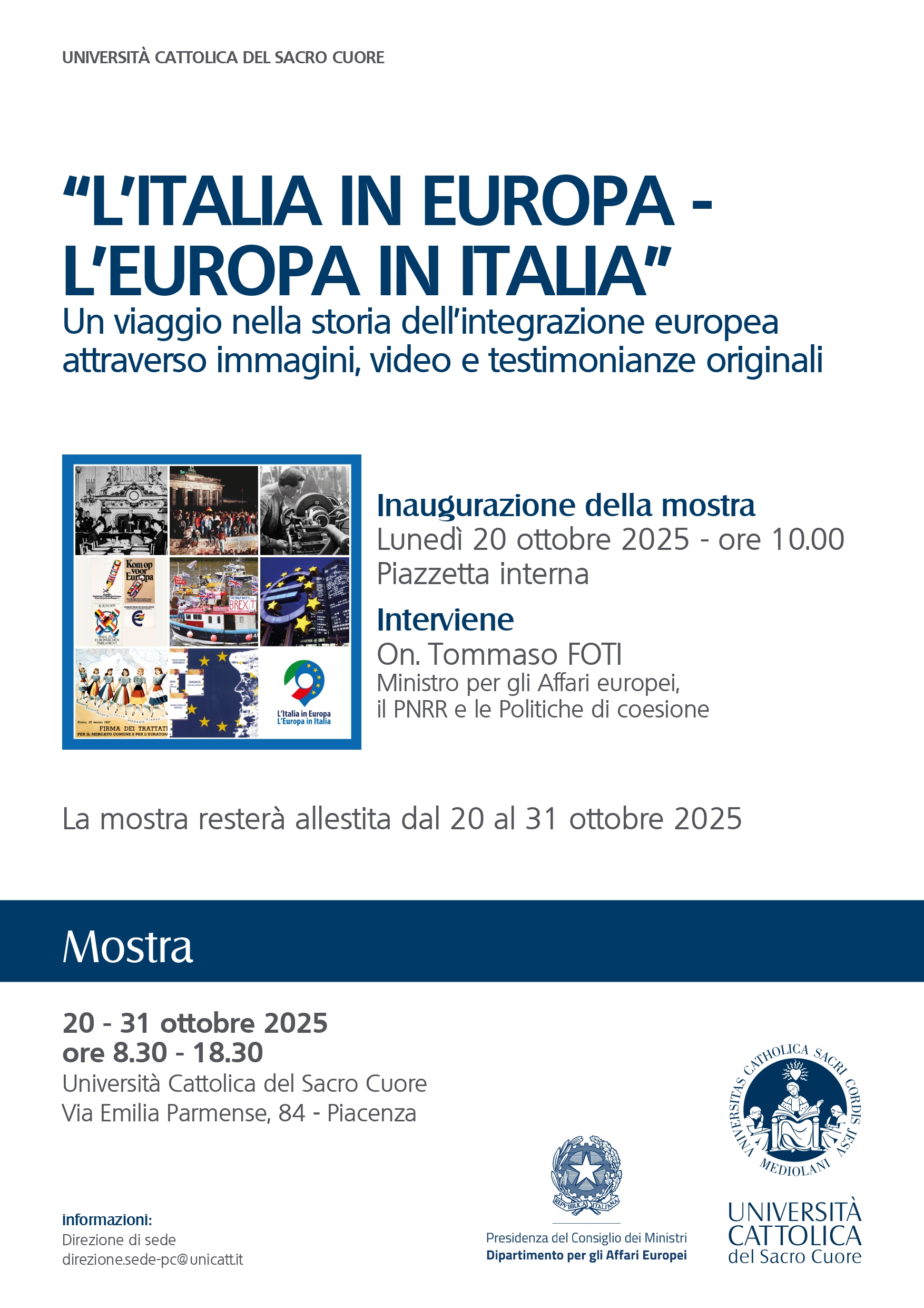 Ministro Foti inaugura a Piacenza la mostra sull'Europa