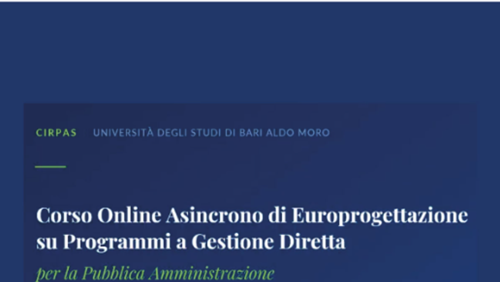 Corso di Alta Formazione in Europrogettazione e Integrazione AI